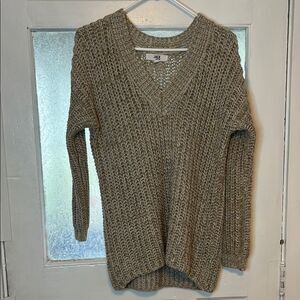 Jack by BB Dakota Tan V-Neck Sweater Chunky Knit Size Medium